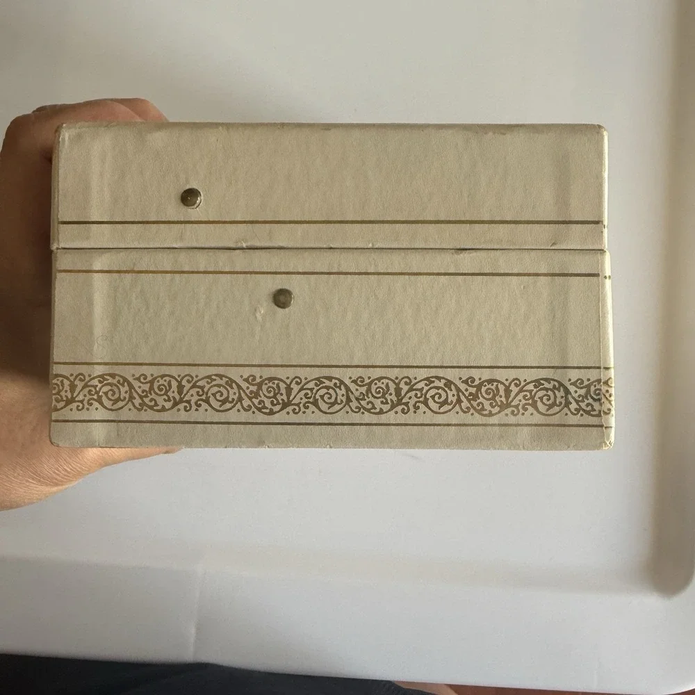 Vintage White Pink Velvet Lined Jewelry Box with Mirror